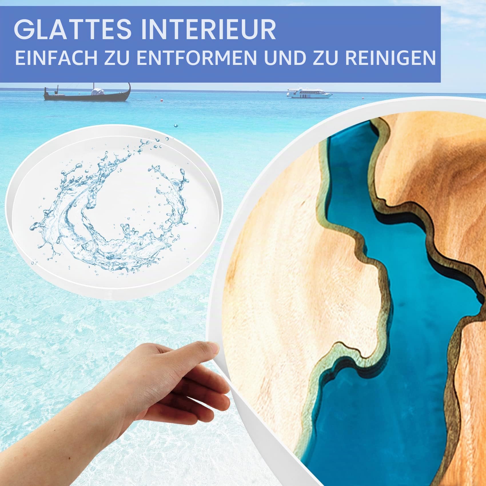 61 cm große Harz-Tischformen, große Harzform, rundes Silikon, Epoxid-Tischform für Charcuterie-Brett, Flussharz-Couchtisch, DIY-Kunst, Heimdekoration (61 x 61 cm)