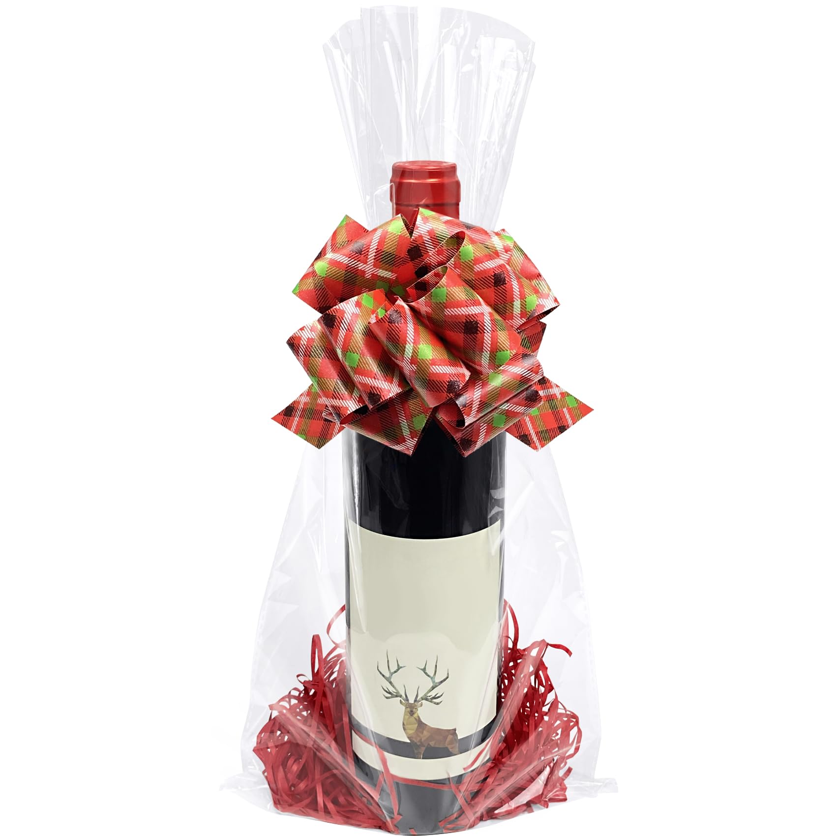 Morepack 8x16 Inches Cellophane Bags,100Pieces Clear Cellophane Gift Bags for Wine Bottles (Flat, No Gusset, Bottom)