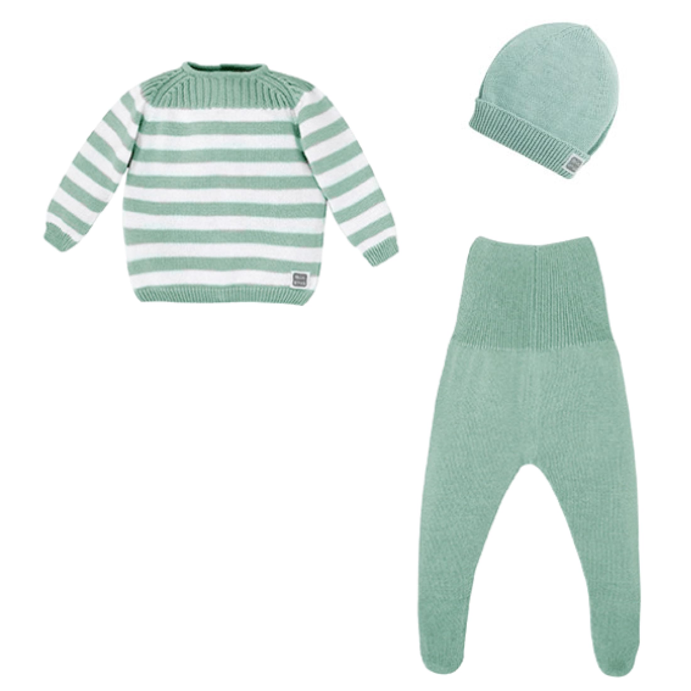 MINUTUS Conjunto Bebé Cabrera con Gorro, Primera Puesta, Ropa Recién Nacido, Jersey y Polaina 100% Algodón, 3 Piezas