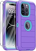 Vista 10 de Annymall Funda para iPhone 14 Pro con 2 protectores de pantalla, resistente protección contra caídas a prueba de golpes, cuerpo completo, 3 capas