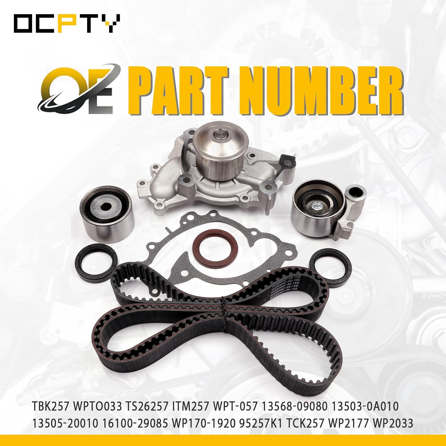 Timing Belt Kit including timing Belt water pump with gasket tensioner bearing etc,OCPTY for 94 95 96 97 98 99 00 01 02 Fit for LEXUS ES300/95 96 97 98 99 00 01 02 03 04 Fit for TOYOTA Avalon