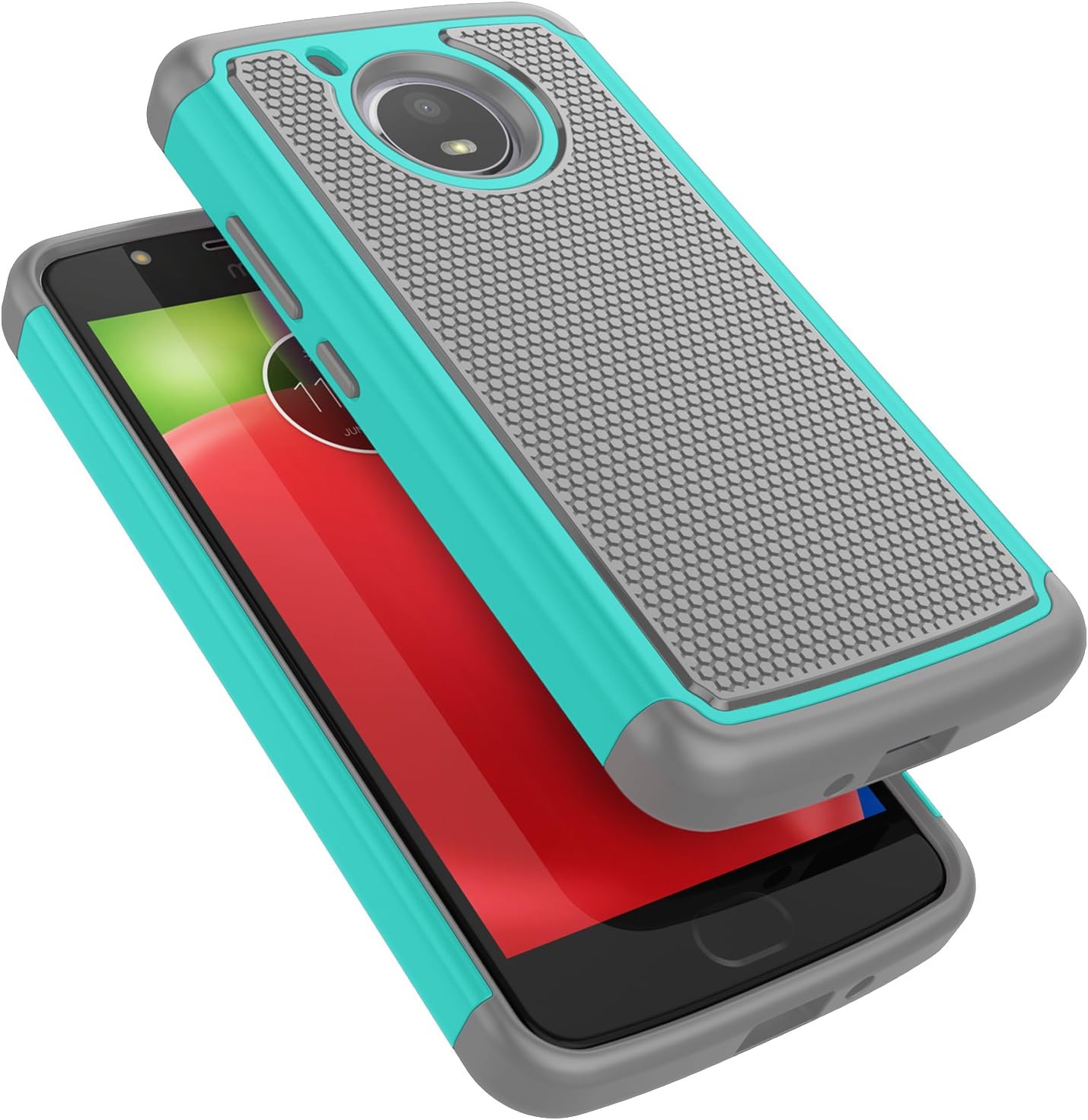 Tekcoo for Moto E4 Case, for 2017 Motorola Moto E 4th Generation Cute Case, [Tmajor] Shock Absorbing [Turqoise] Rubber Silicone & Plastic Scratch Resistant Bumper Grip Rugged Hard Cases Cover