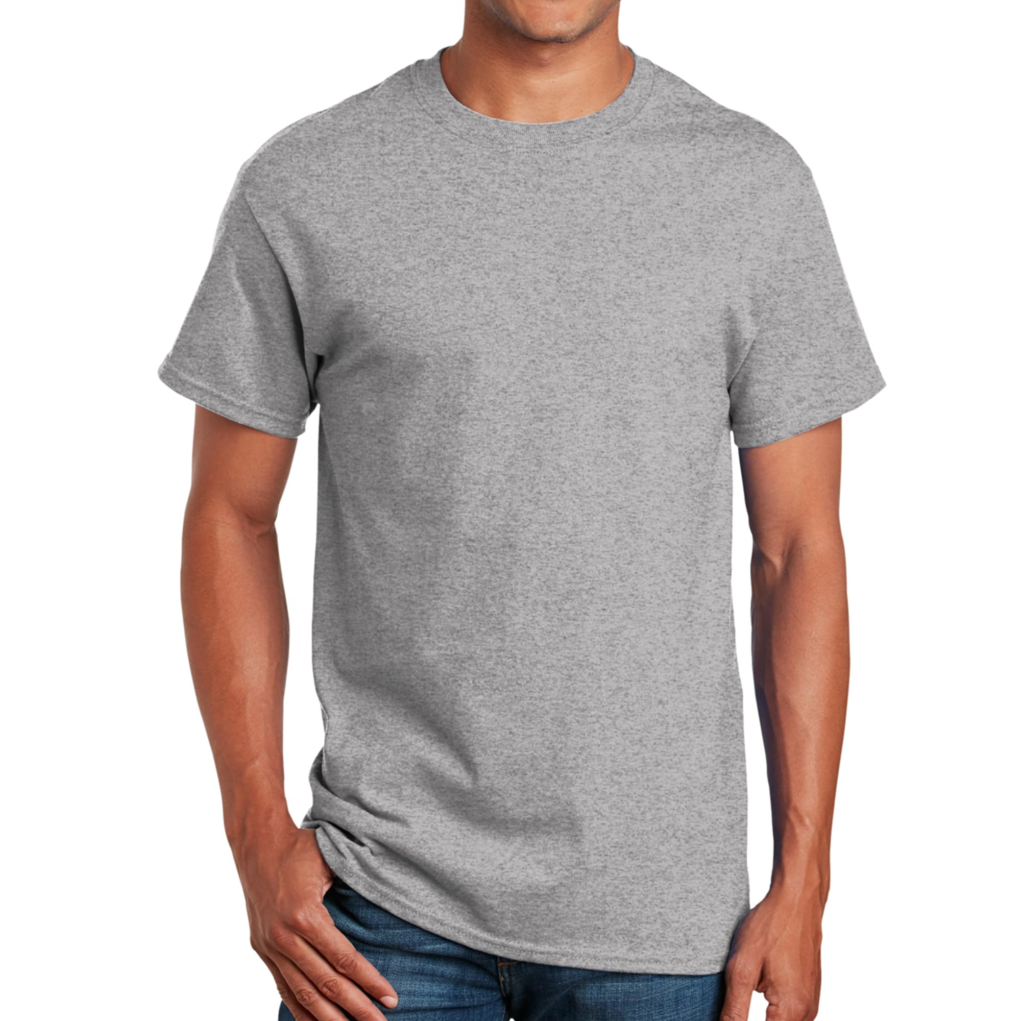 Mens Heavy Cotton Crew Neck Short Sleeve Tee 100 Cotton 5 3 oz Short Sleeve T-Shirt Rip Collar