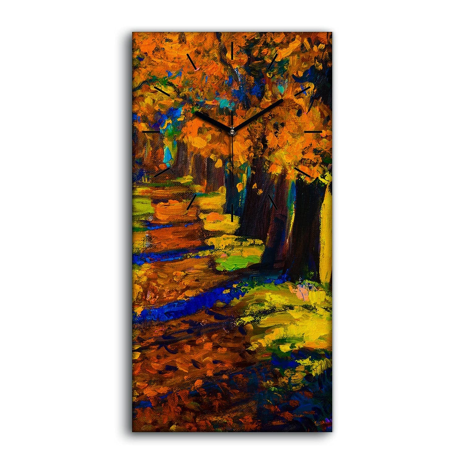 Horloge sur toile 30x60cm Les Arbres de Chemin art mural moderne pour salon et chambre