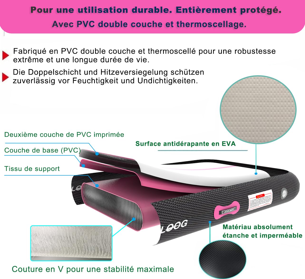 Tapis de gymnastique gonflable de 2 m, 2 m, 3 m, 4 m, 5 m, 6 m avec pompe à air électrique de 650 W pour tapis de culbute, tapis de 10.20 cm d'épaisseur pour usage domestique, plage, parc