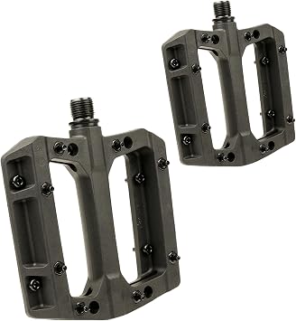 BV Bike Pedals with Replaceable Pins | Flat, Lightweight & Durable Bicycle Pedals with Great Grip | Made of Alloy Steel & Plastic - Ideal for BMX, Dirt Jumper, Hybrid Bikes & as MTB | Adult Fit