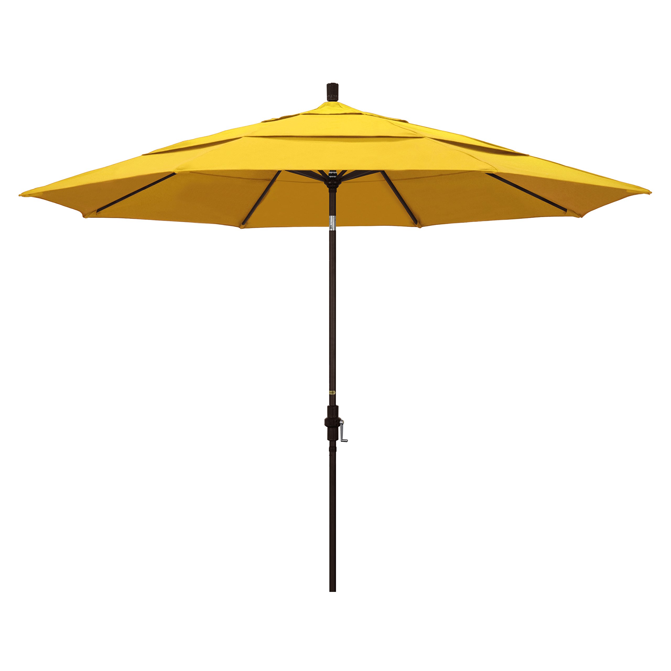 California Umbrella 11 Foot Round Aluminum Market Umbrella, Crank Lift, Collar Tilt, Lemon (GSCU118117-F25-DWV)