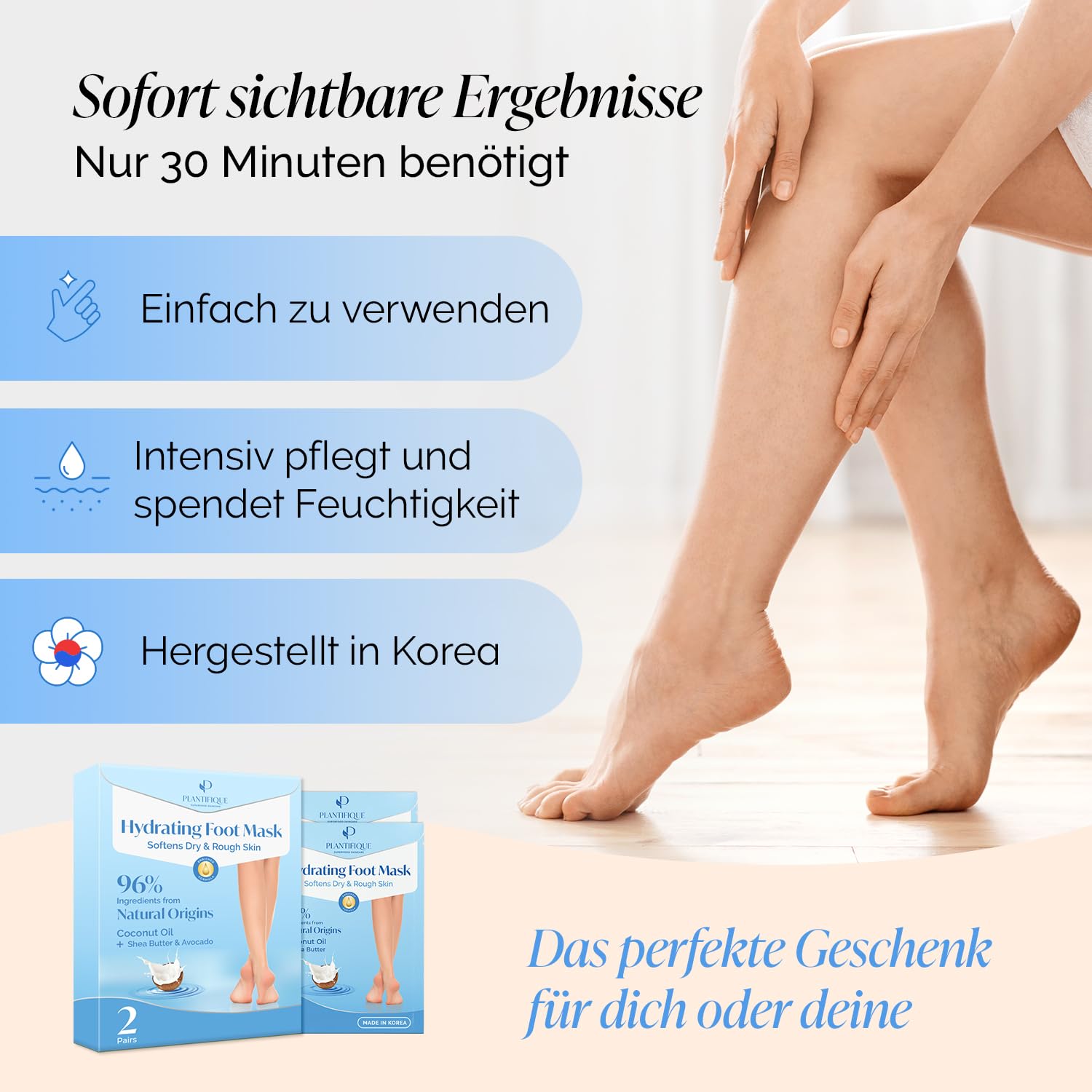PLANTIFIQUE Maschera Piedi Esfoliante - Trattamento Calli e Duroni, Peeling Piedi Forte - Pesca 1 Paia & Maschera Piedi Idratante - Calzini per Piedi Secchi - 2 Paia