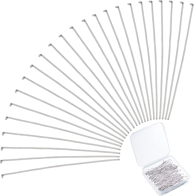 PandaHall Elite 168pcs 50mm/2 Inch Jewellery Head Pins Stainless Steel Flat Head Wire Headpins for Jewellery Making