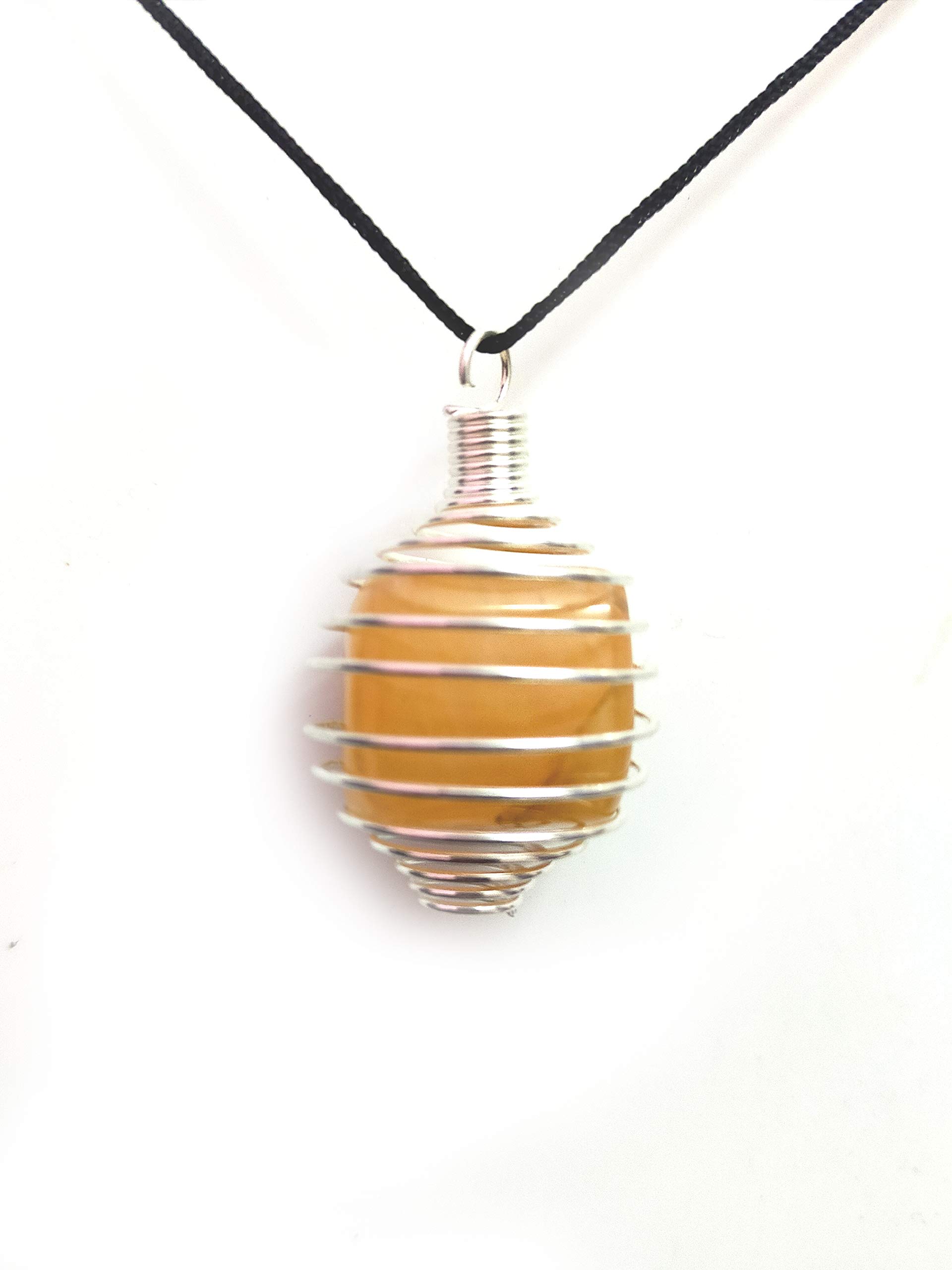 Natural Yellow Aventurine Tumbled Wire Wraped Cage Pendant for Men and Women-image-25