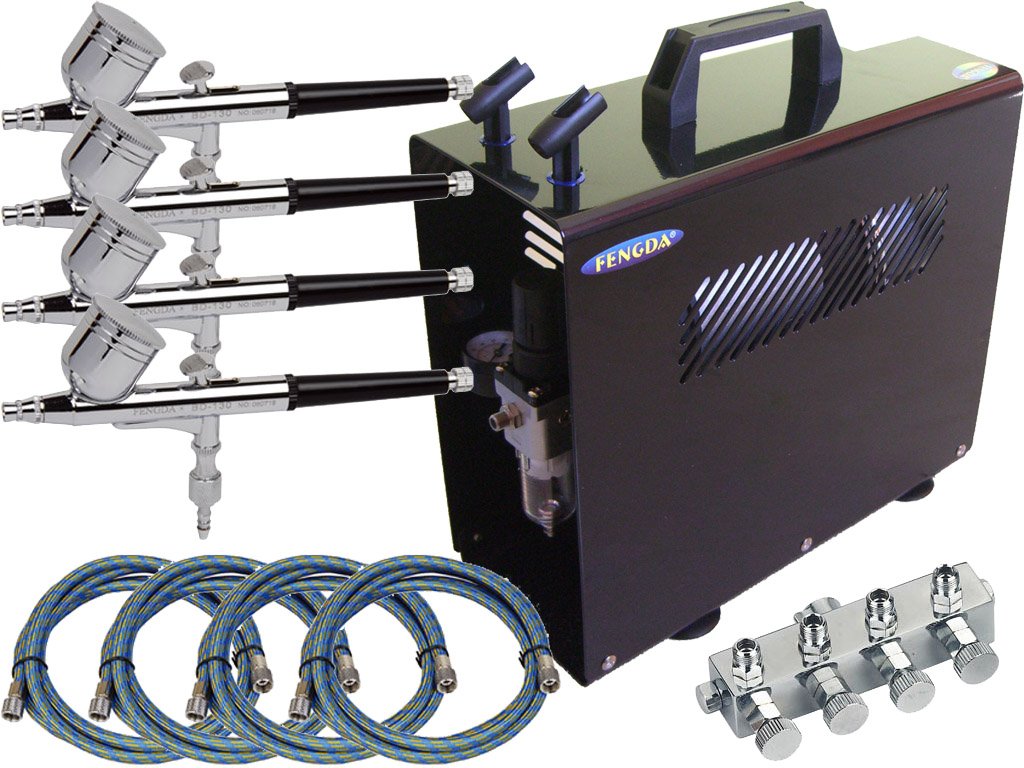 Kit aérographe de tatouage temporaire compresseur double pour 2 personnes