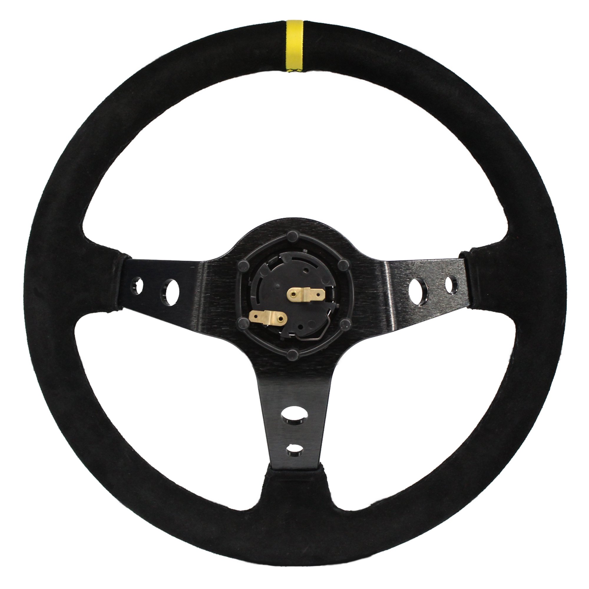 M MODAUTO Volante Deportivo Universal, Desplazado (G001-Piel Vuelta-Negro)