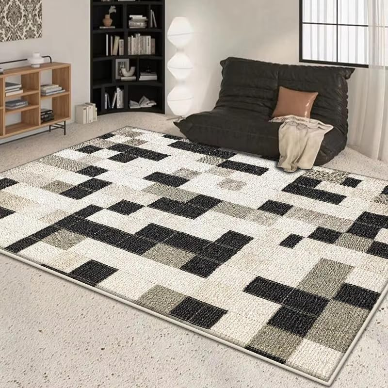 Tapis de salon moderne d'architecte aux finitions antidérapantes