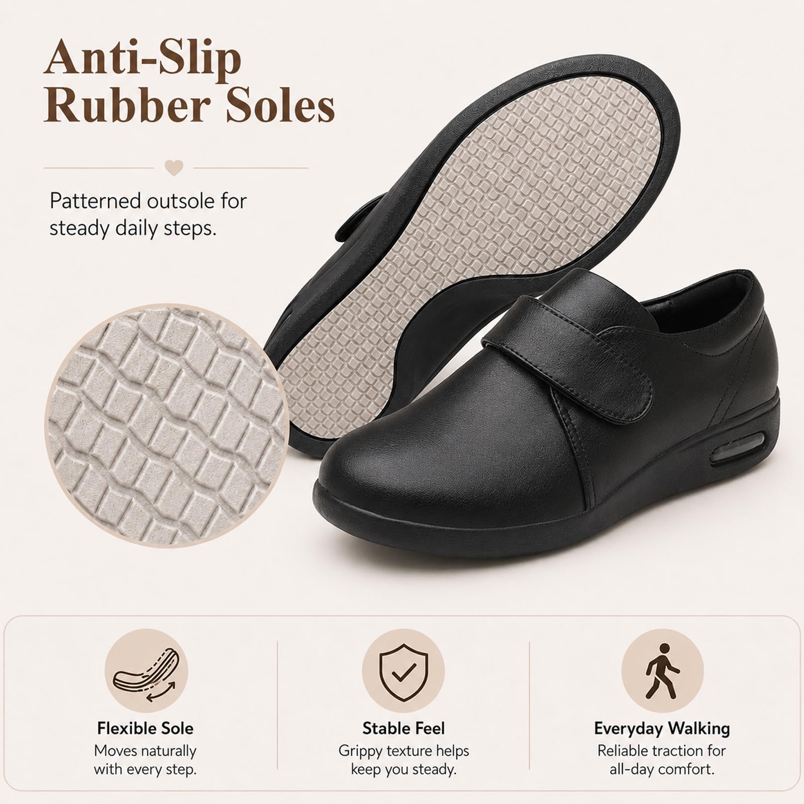 Buty do chodzenia o bardzo szerokich szerokościach dla mężczyzn i kobiet, regulowane zapięcie, łatwe zakładanie, wygodne trampki, lekkie, antypoślizgowe, oddychające obuwie dla osób starszych