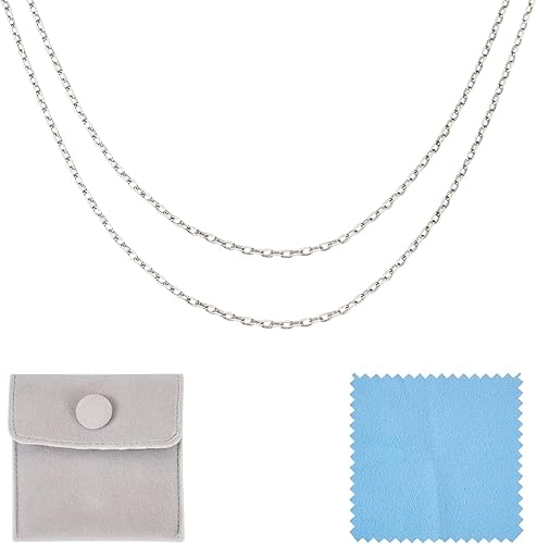 Pandahall - Cadenas de plata de ley 925 de 3.3 ft, cadena de eslabones ovalados de plata sin soldar, para fabricación permanente de joyas con ropa