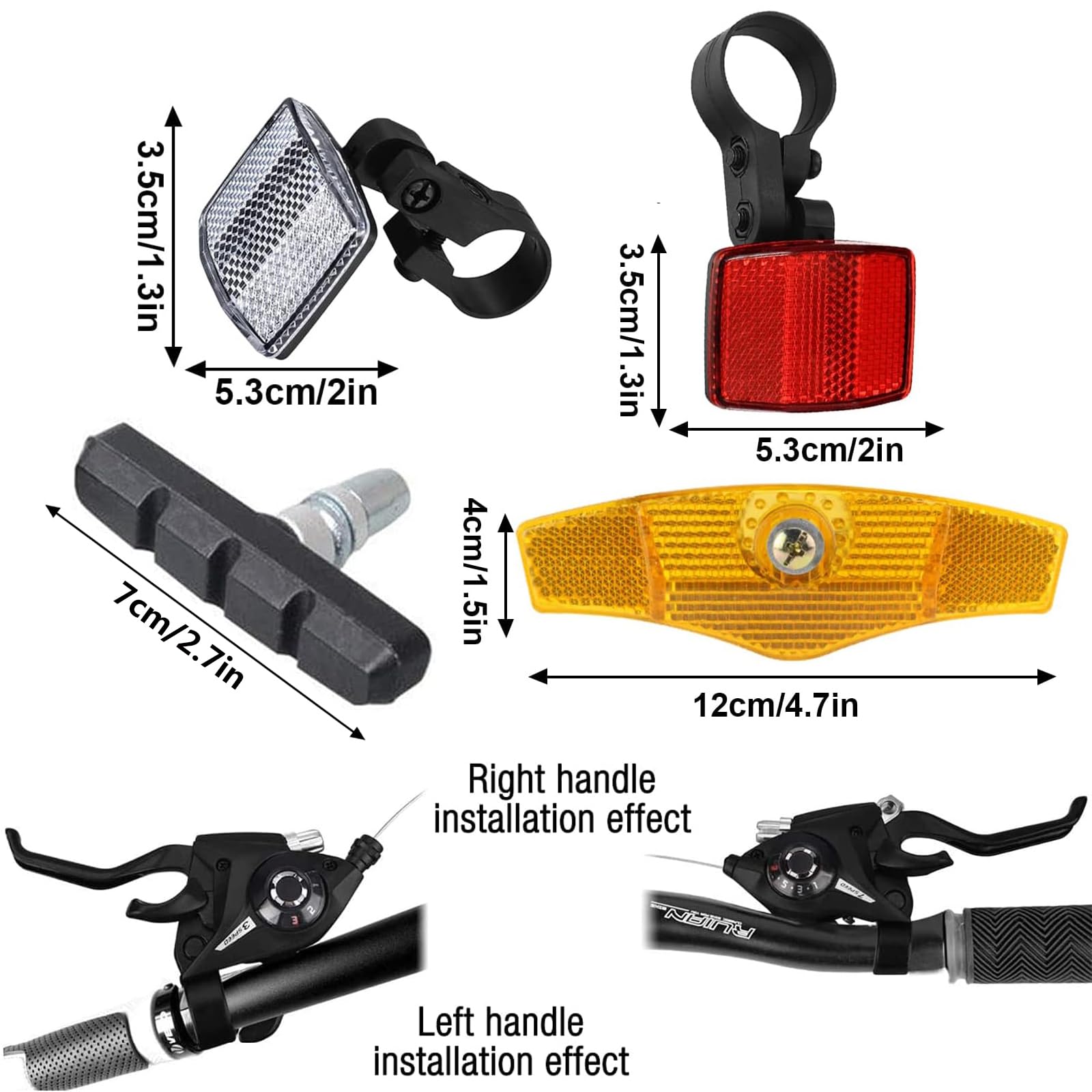 EF51 – 7-stopniowa dźwignia zmiany biegów, dźwignia hamulca z kablem hamulcowym 3 x 7, zestaw dźwigni zmiany biegów ze wskaźnikiem biegów, okładziny hamulcowe rowerowe, reflektory z przodu, z