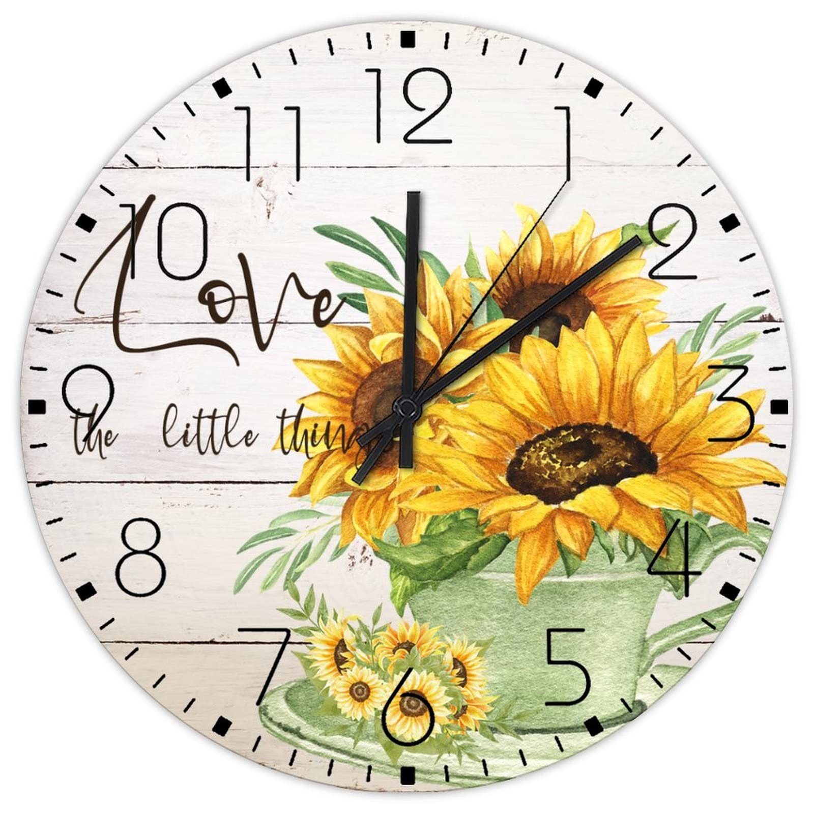 Horloge murale pays tournesols en bois deco cuisine style vintage et rustique 30cm
