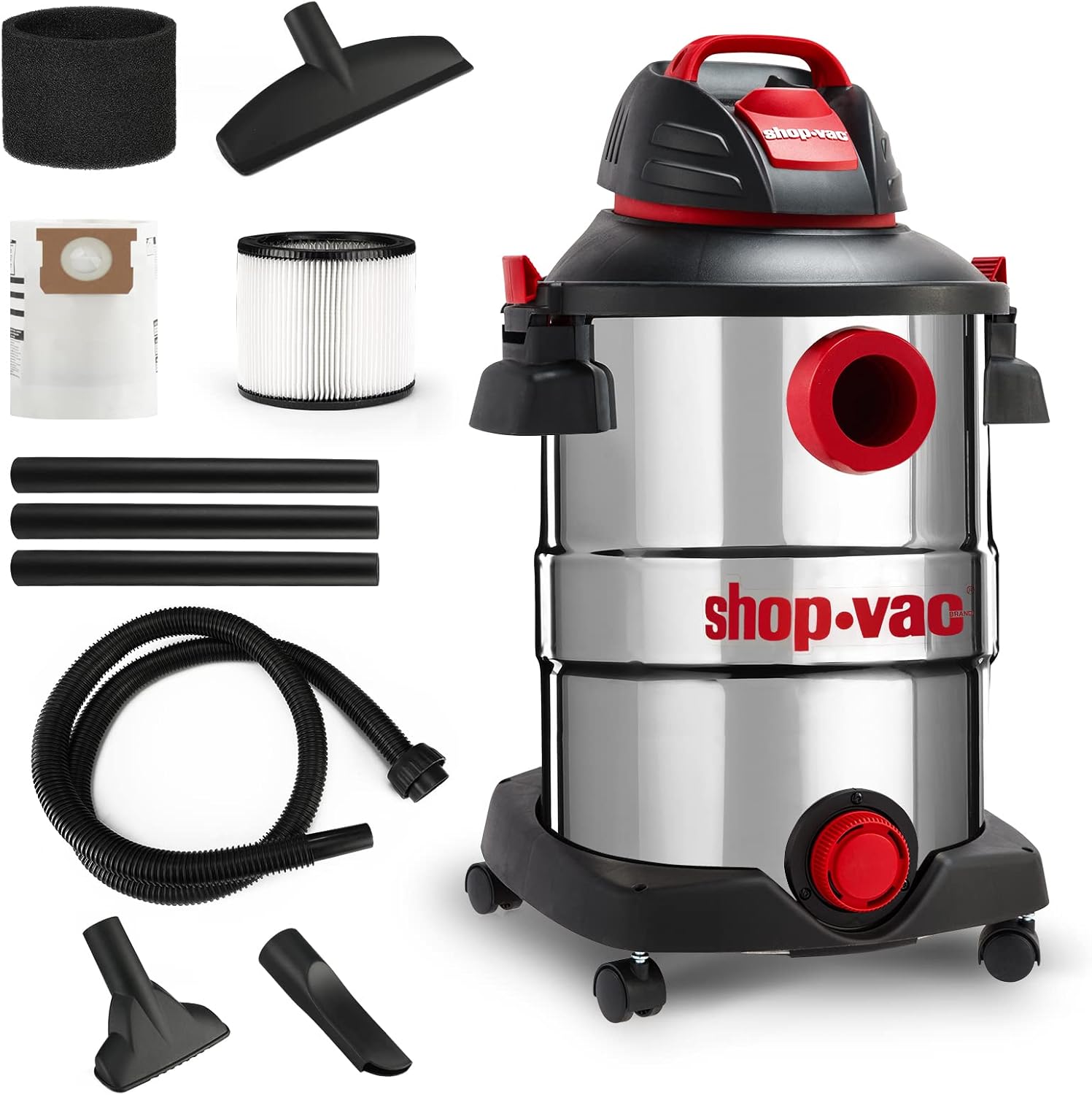 ShopVac 12 Gallon 6.0 Peak HP Wet/Dry Vacuum, Stainless Steel Tank, 3 in 1 Function