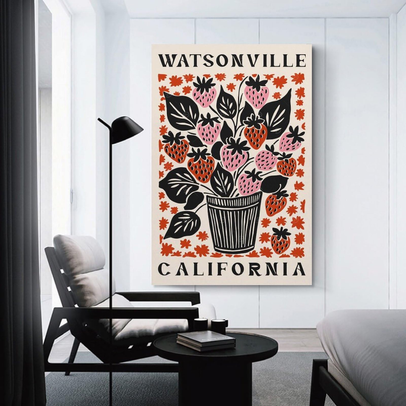 Junmoney Retro Strawberries Wall Picture Print 24x36inch(60x90cm), for Lounge Decor, Offices Or Entryway Styling, A Flexible Wall Accent for Shared Spaces
