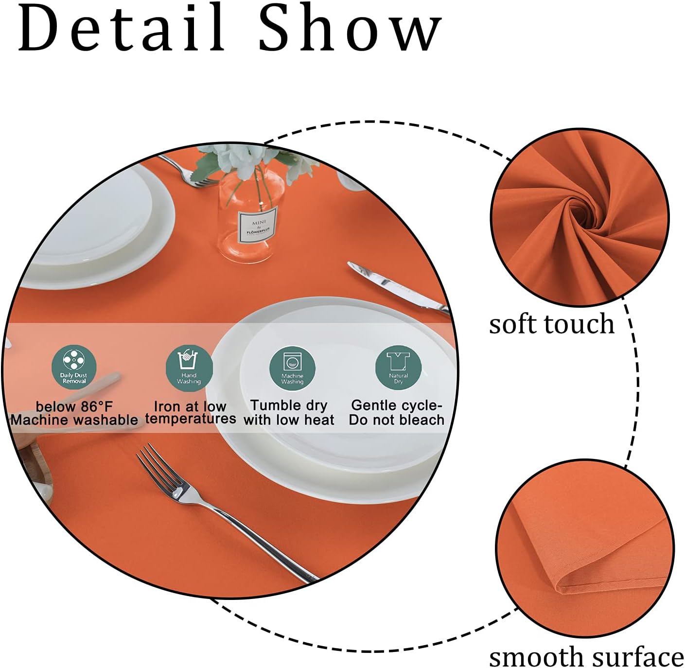Fitable Rectangle Tablecloth 60x84 inch Tablecloth Stain and Wrinkle Resistant Washable Polyester Table Cloth, Decorative Fabric Table Cover for Dining Table, Buffet Parties and Camping Orange : Home & Kitchen