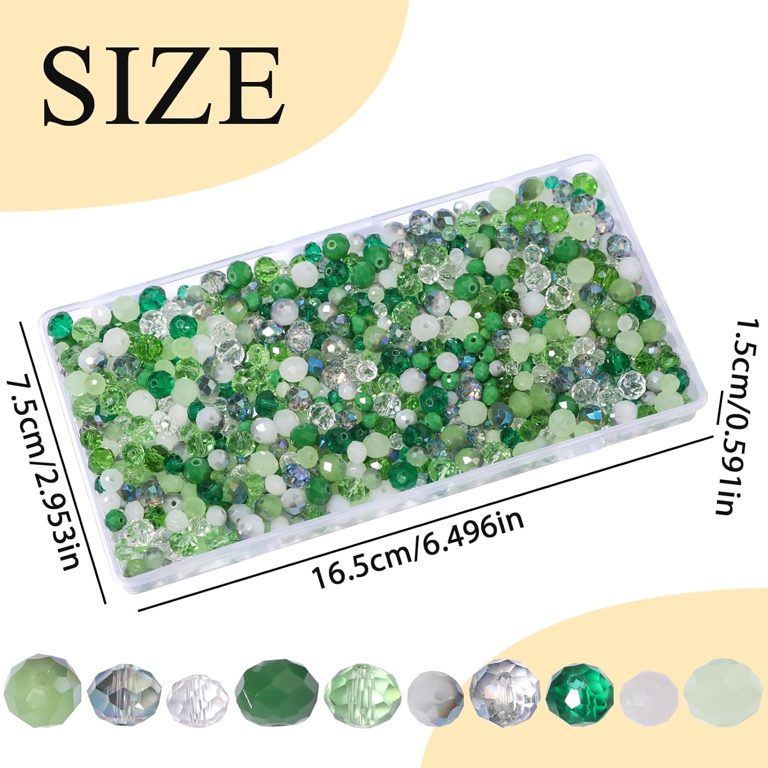 Songxi 1000pcs 4mm/6mm/8mm Green Glass Beads for Jewelry Making, 10 Style 3 Size Crystal Beads for Bracelets Jewelry Making, Spacer Beads for Keychain Making Necklace Earring DIY Arts and Crafts - Image 2