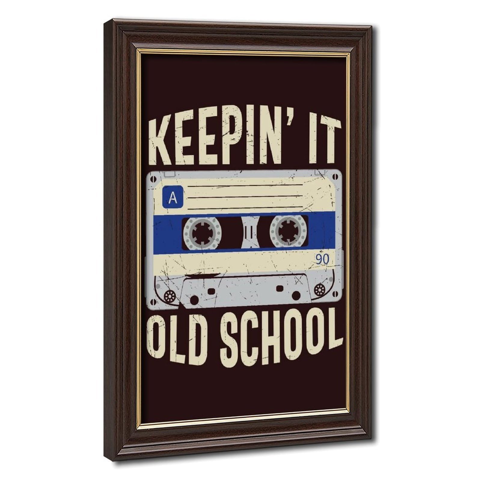 Poster in metallo Old School Hip Hop anni '80, poster su tela, decorazione artistica da parete, dipinti per soggiorno, camera da letto, decorazione Mokume Gane Cornice: 40,6 cm L x 61 cm W