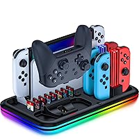 Vista 1 de AXYBCOOL RGB Switch Charger Dock for Nintendo SwitchSwitch LiteOLEDSwitch Charging Stand with 8 Games Storage for Switch Pro Controller Joycons