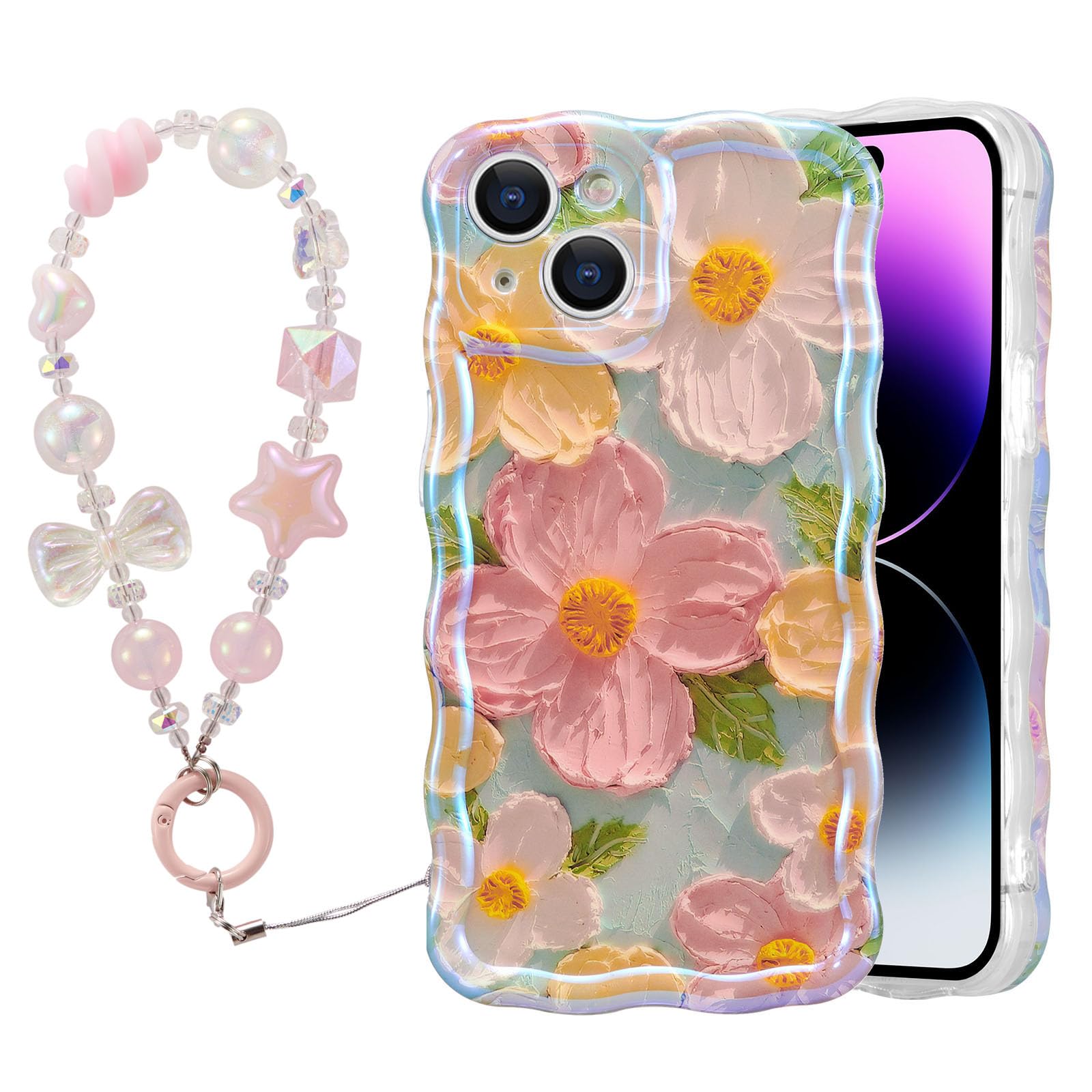 Coque TPU pour iPhone 13 durable avec finition artistique et chaîne dorée robuste - 8