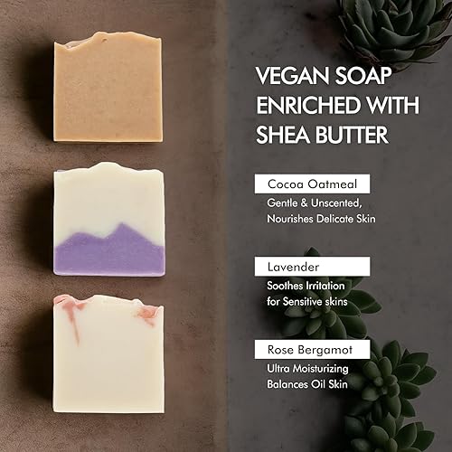 Miniatura 20 de Natural Amor - Juego de barra de jabón orgánica hecha a mano (paquete de 4), hecha con ingredientes naturales, jabón de proceso frío, juego