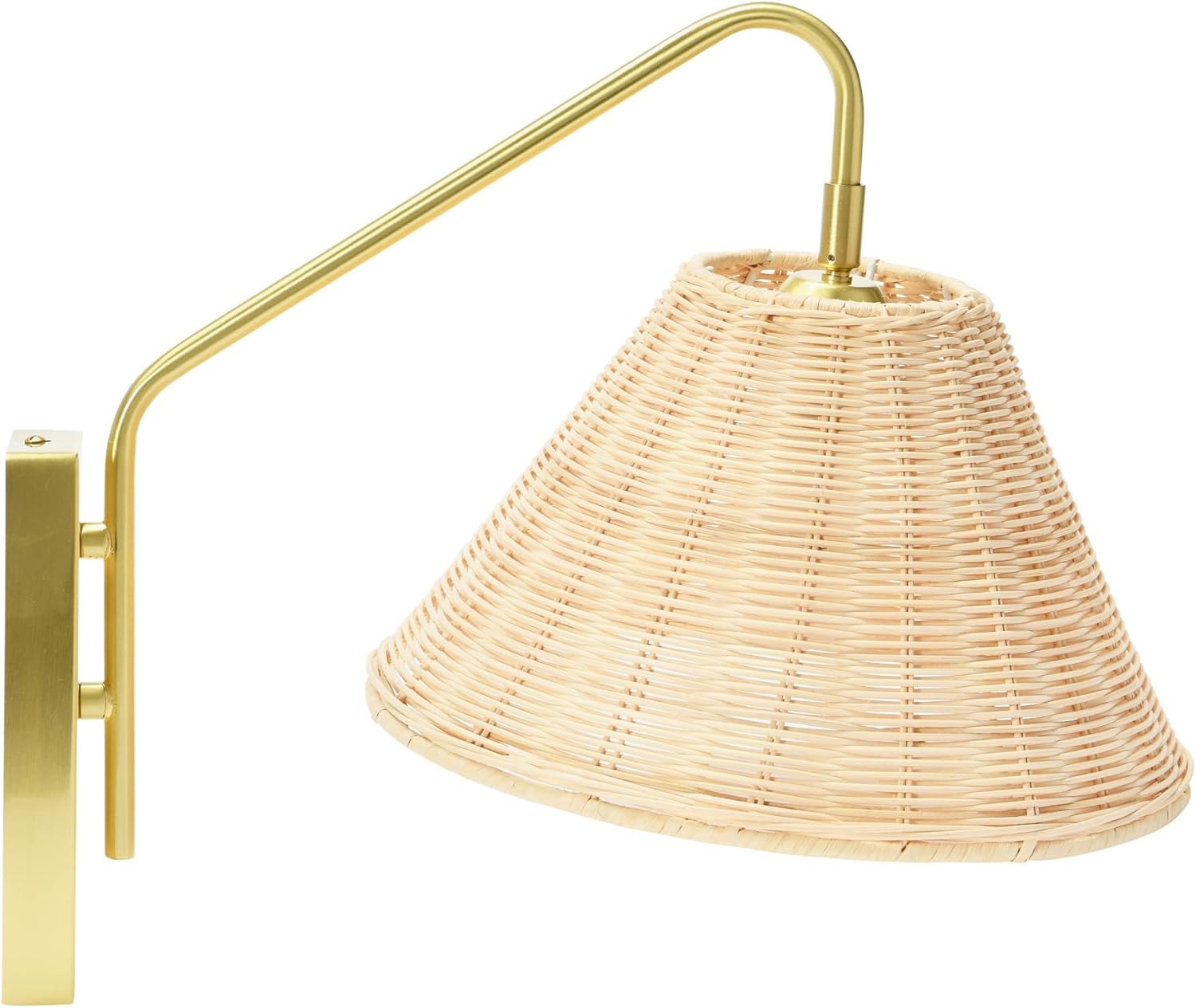 Creative Co-Op Rattan and Metal Wall Sconce, Brushed Brass