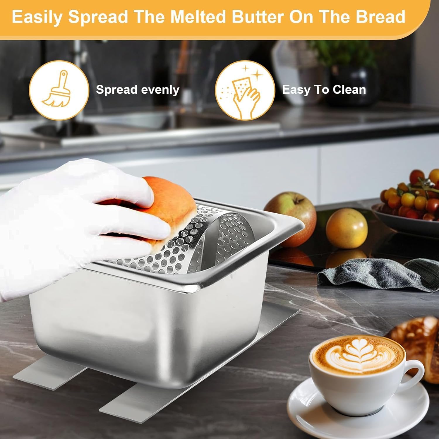 Stainless Steel Butter Wheel, 1.8L Butter Roller to Spread Butter Evenly, Bread Butter Spreader Wheel for Picnics, Barbecue, Grill, Indoor and Outdoor Use