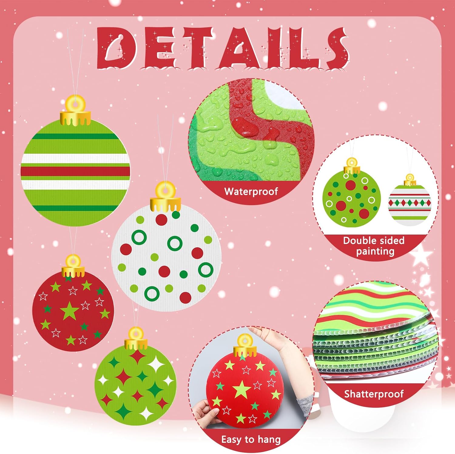 Beeveer 24 Pcs Christmas Decorations Outdoor Ornaments Lime Green Christmas Balls Yard Hanging Ornaments Plastic Holiday Garden Porch Yard Lawn Hanging Decorations for Xmas Tree Front Door Decor