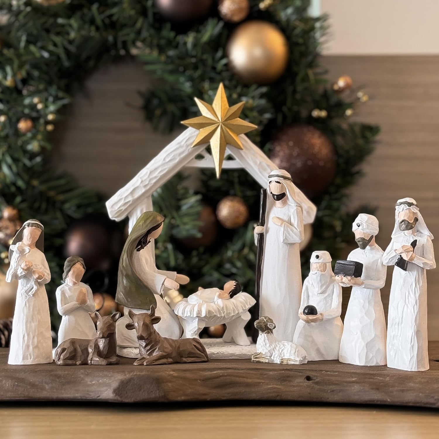 Nativity Set Indoor – 12 Pieces Christmas Nativity Scene Set with Manger, Angel with Gloria Banner, Nativity Sets & Figures for Kids and Family Holiday Christmas Decoration Nativity Set Indoor – 12 Pieces Christmas Nativity Scene Set with Manger, Angel with Gloria Banner, Nativity Sets & Figures for Kids and Family Holiday Christmas Decoration