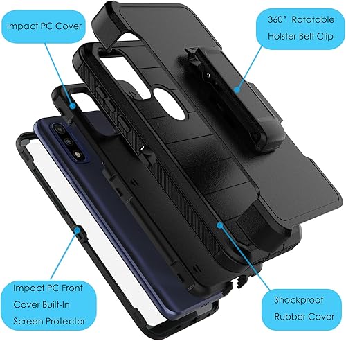 Miniatura 9 de Njjex Funda resistente para Motorola Moto G Pure para Moto G Power 2022 con funda de clip para cinturón, protector de pantalla integrado resistente