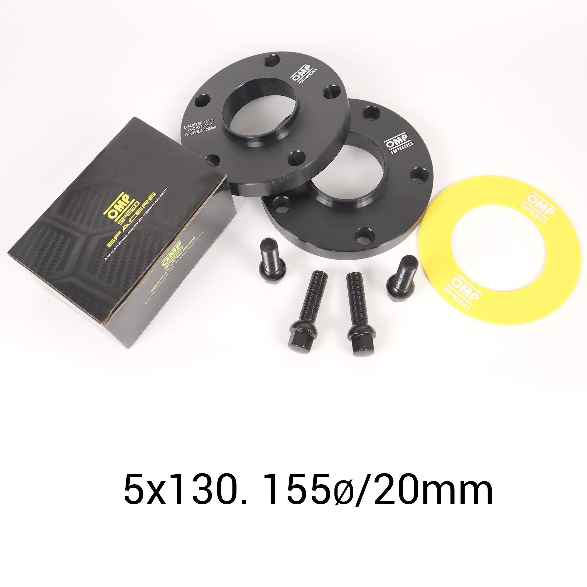 OMP Speed Jeu De 2 Élargisseurs De Voie 20mm - Entretoises Roue Aluminium Noir PCD 4x114,3 CB 64,1 Pour Performances Optimisées