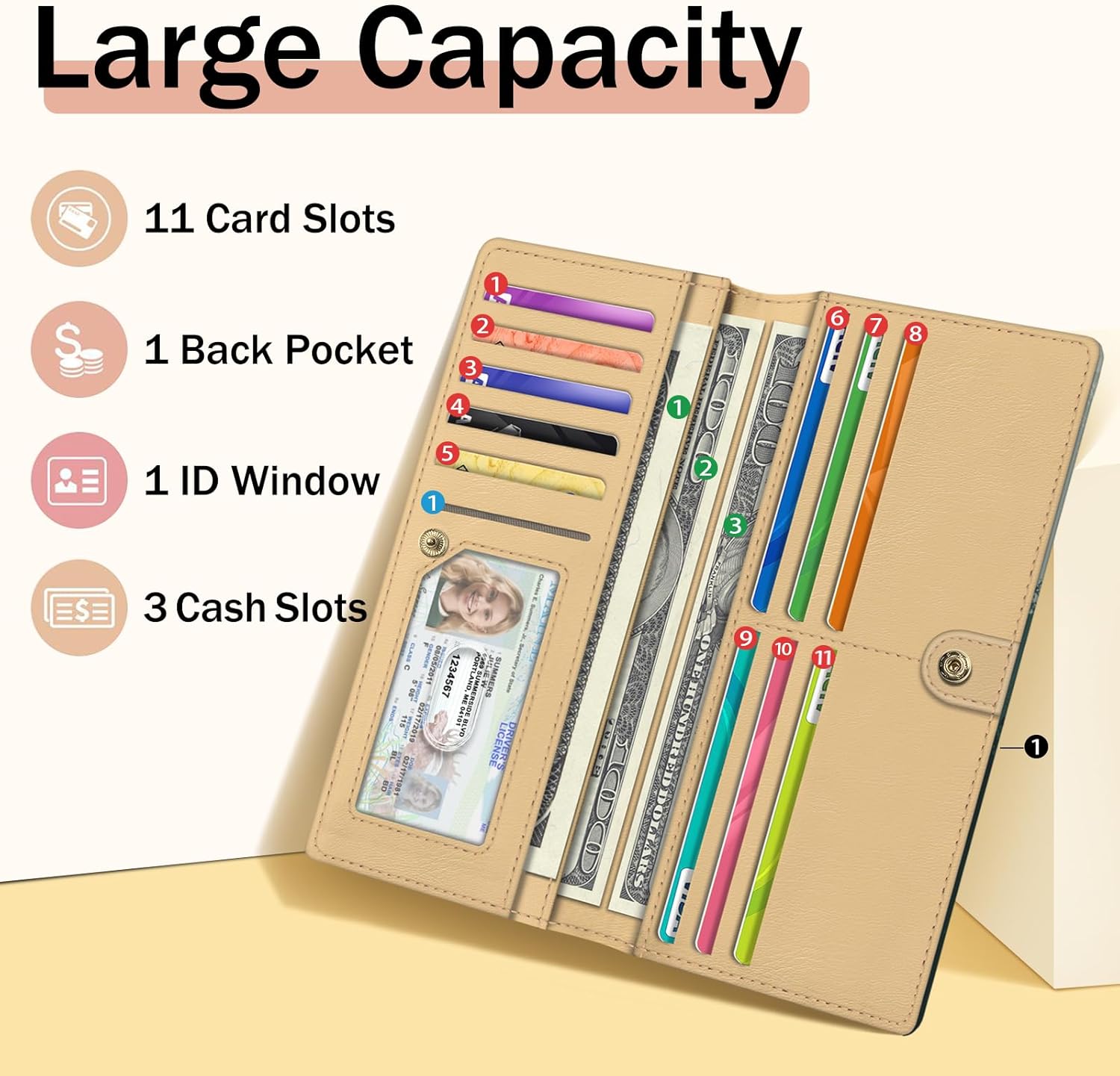 Immaturus Forest Tree Womens Wallet, Slim Thin RFID Blocking Card Wallets, Bifold PU Leather Credit Card Holder Organizer, Cute Cash Clutch Long Billfold with Zipper Coin Pocket Ladies Girls Gift - Image 3