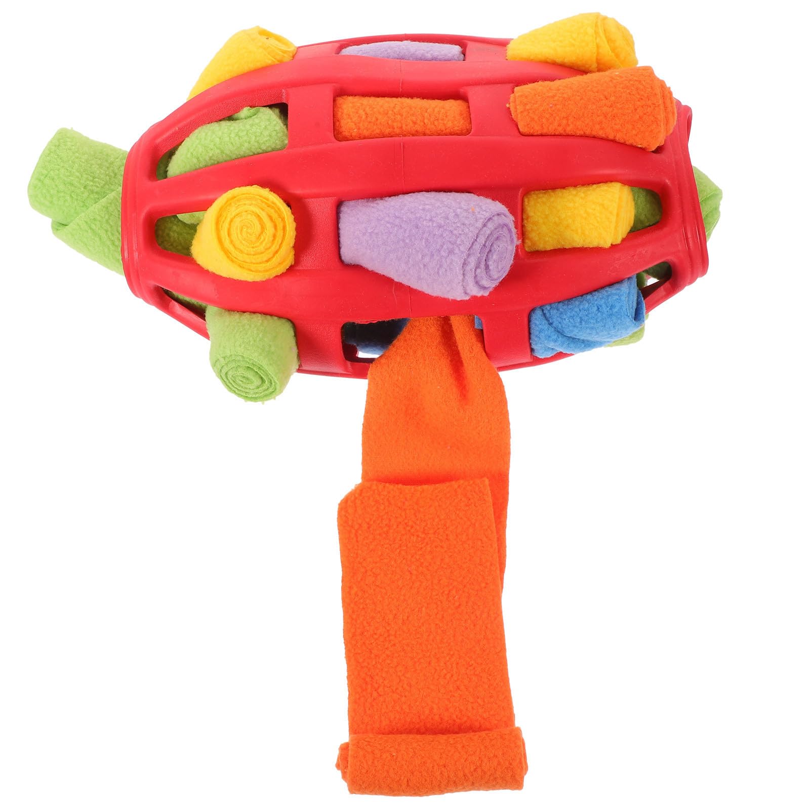 Balle de distribution chien orange en tissu pour l'occuper pendant vos absences
