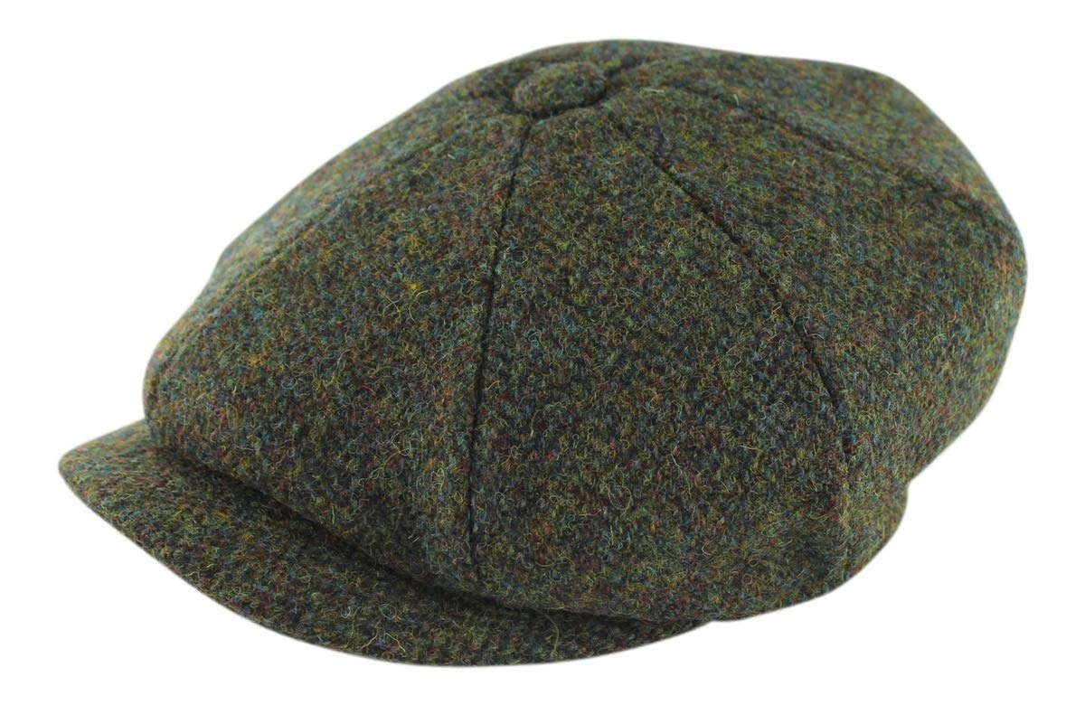Failsworth Harris Tweed 'Carloway' Baker Boy/Newsboy Cap (56cm, Green Pattern 2016)