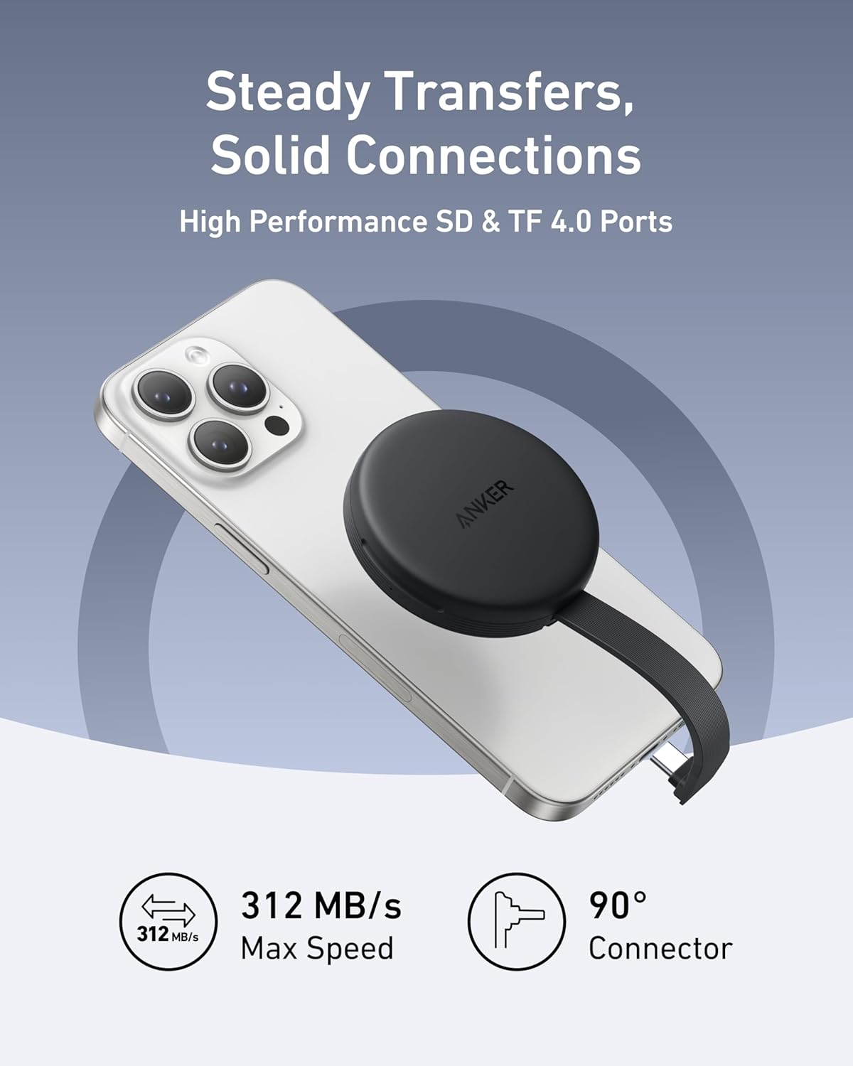 Anker MagGo USB-C Adapter, SD Card Reader, Portable Magnetic Memory Card Reader with Built-in Cable with MagGo Power Bank, Ultra-Slim 10,000mAh Magnetic Battery Pack, Qi2 Certified