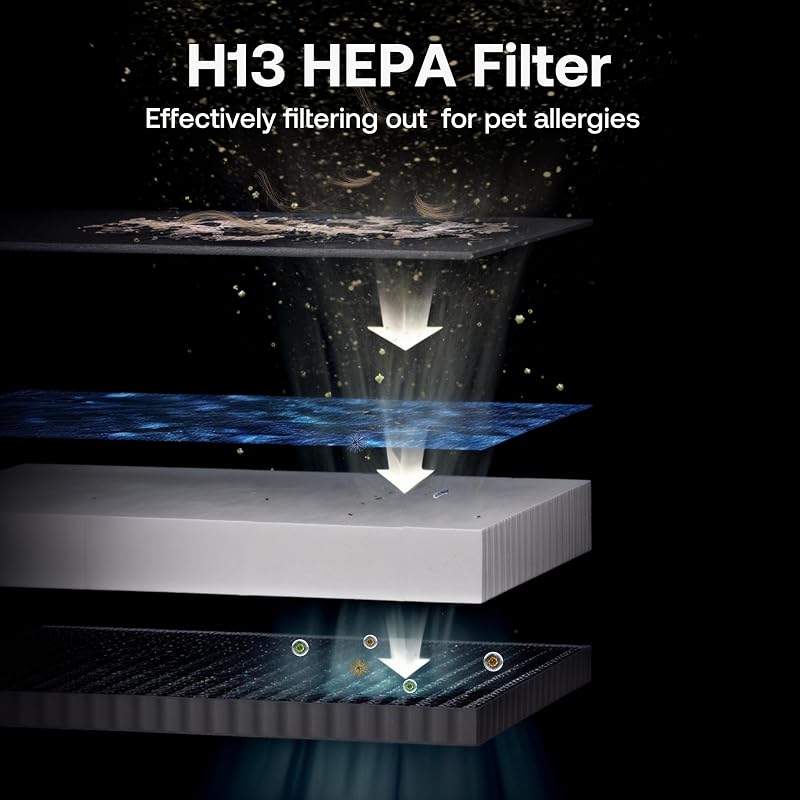 Pet Air Purifier Large Home 4200 sq ft, Suck up Floating Cat Dog Hair Dander, 7-Stage H13 HEPA Anion Activated Carbon Filter, Air Purifiers with APP for Odor Allergies Smoke Dust, Zero Ozone, P339 image 4