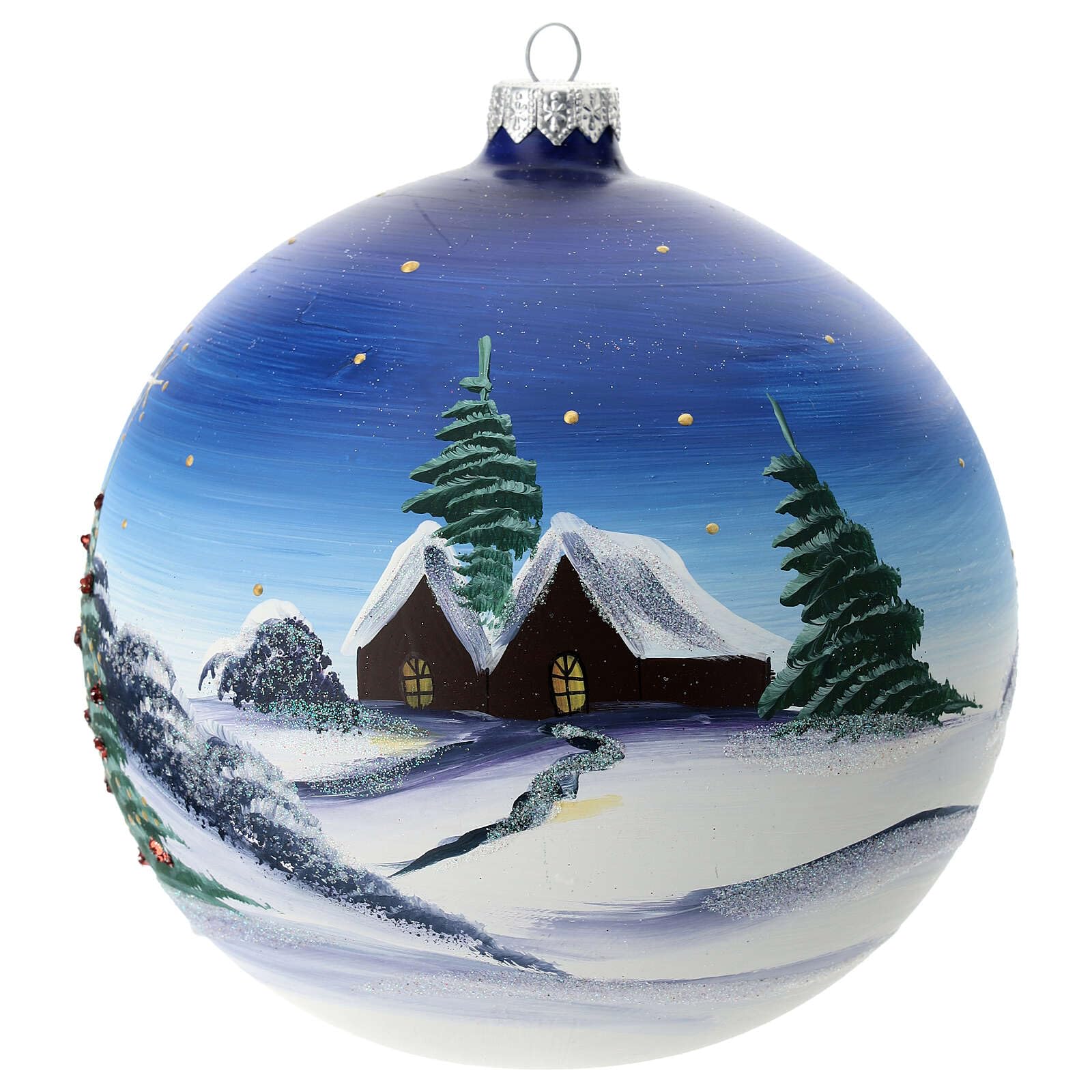 Palla di Natale azzurra cielo vetro soffiato 150mm