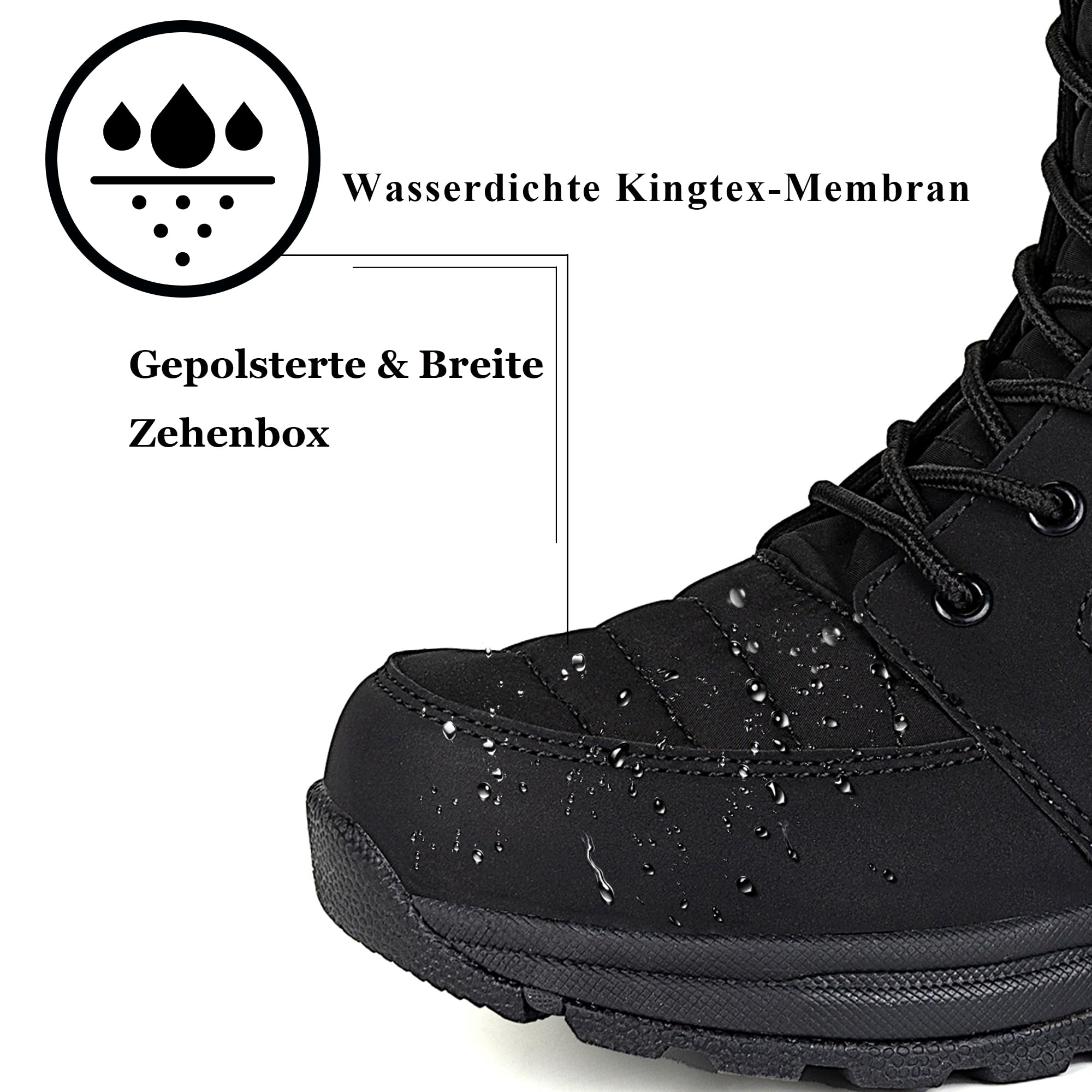 SHULOOK Winterstiefel Damen wasserdicht gefüttert Warm | Winterschuhe Schneestiefel Reißverschluss rutschfeste Winterboots Hohe für Wandern Camping Stiefel Damen