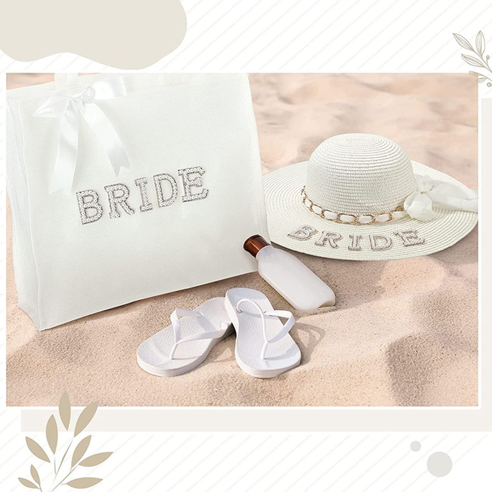 Ensemble de sac à chapeau de paille pour enterrement de vie de jeune fille, enterrement de vie de jeune fille, fiançailles, enterrement de vie de jeune fille, cadeau pour enterrement de vie de