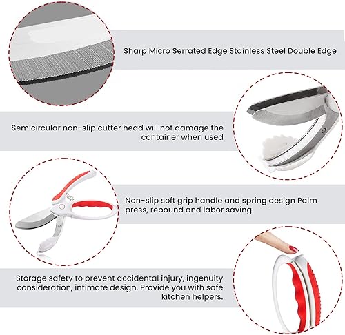Miniatura 6 de NASHARIA Tijeras de ensalada Tijeras de hierbas Picador de ensalada de cocina resistente Tijeras de ensalada de cocina Multifuncional de doble hoja