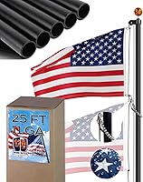 Vista 11 de PHITRIC Asta de bandera, asta de bandera giratoria de acero inoxidable a prueba de óxido sin enredos para banderas deportivas de fanáticos de 3x5