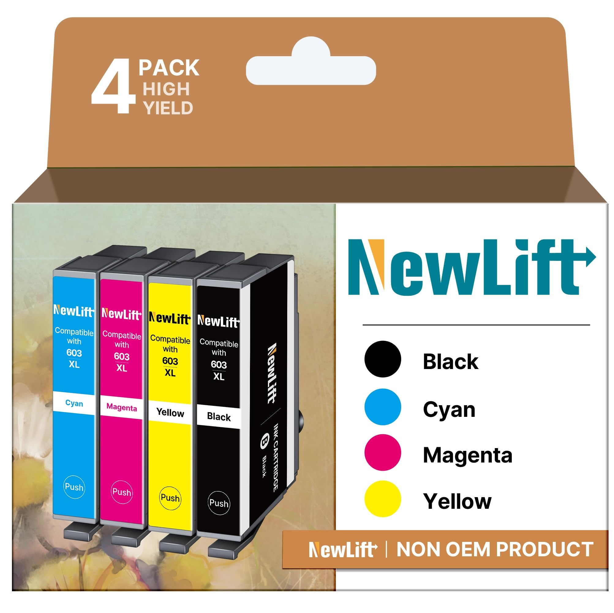 NewLift 603XL Druckerpatronen Kompatibel für Epson 603 Tintenpatronen für Expression Home XP-4155 XP-3100 XP-2100 XP-4150 XP-4105 XP-4100 XP-3155 XP-3150 XP-3105 XP-2155 Workforce(‎‎‎‎‎‎‎4er-Pack)