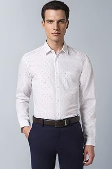 Peter England Men's Cotton Slim Fit Ditsy Printed Full Sleeve Shirt
