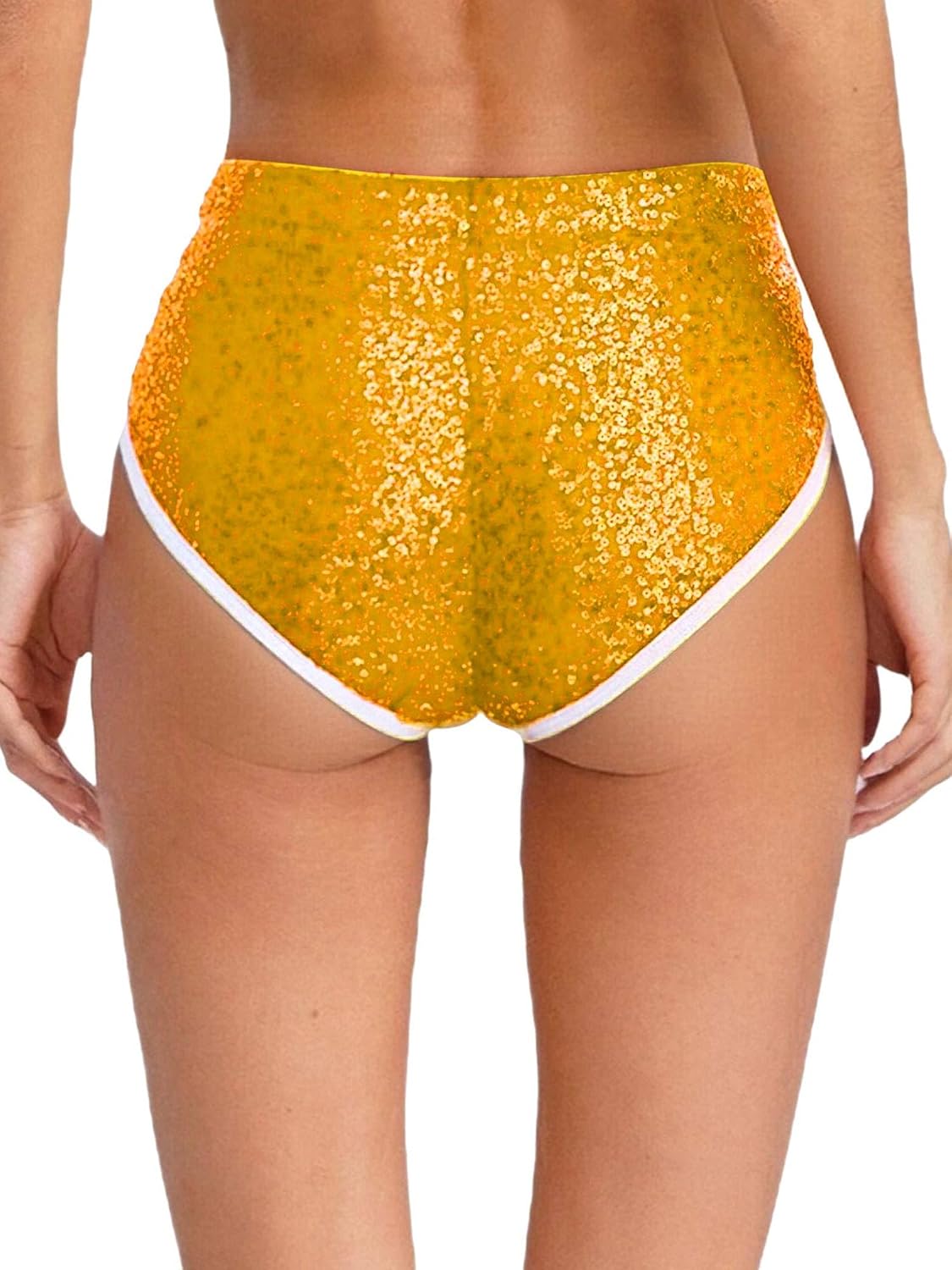 Jugaoge Women's Shiny Sequins Booty Shorts High Waist Rave Dance Shorts for Disco Party Music Festival Club