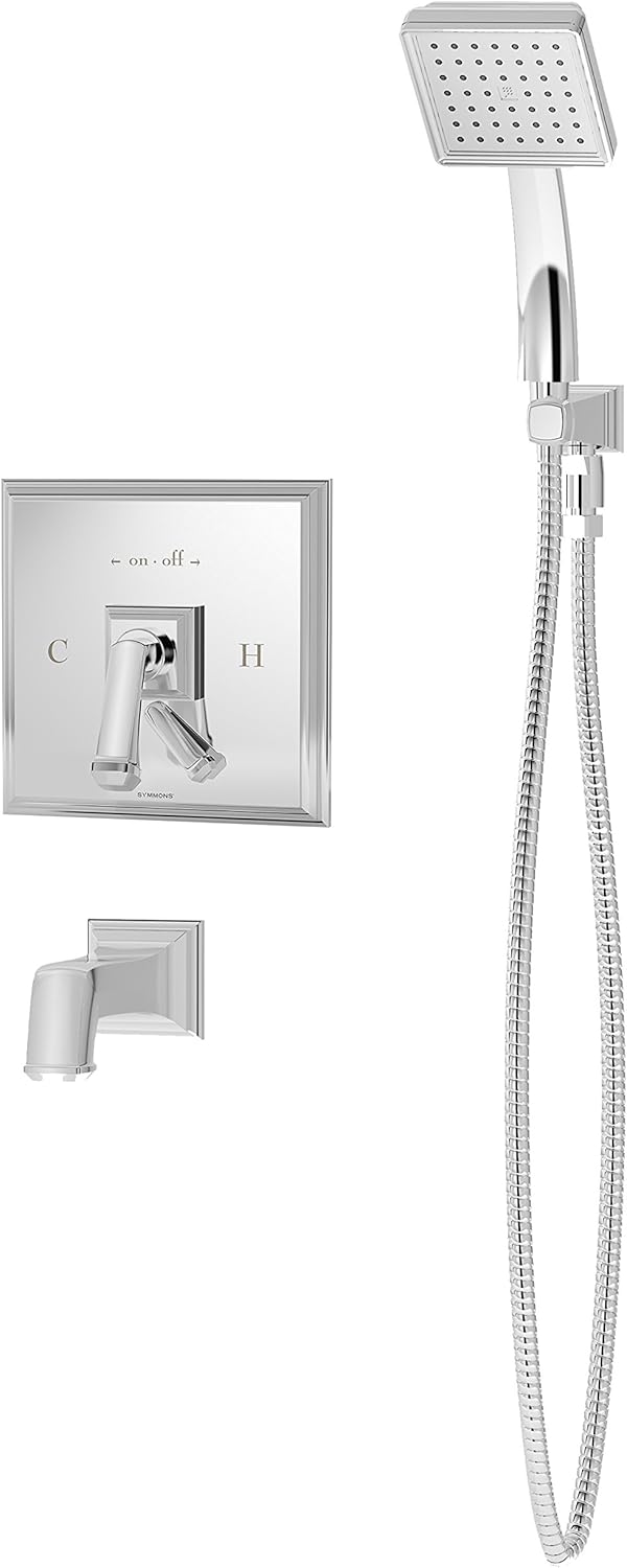Symmons S-4204-1.5-TRM Oxford Single Handle 1-Spray Tub and Hand Shower Trim in Polished Chrome - 1.5 GPM (Valve Not Included)