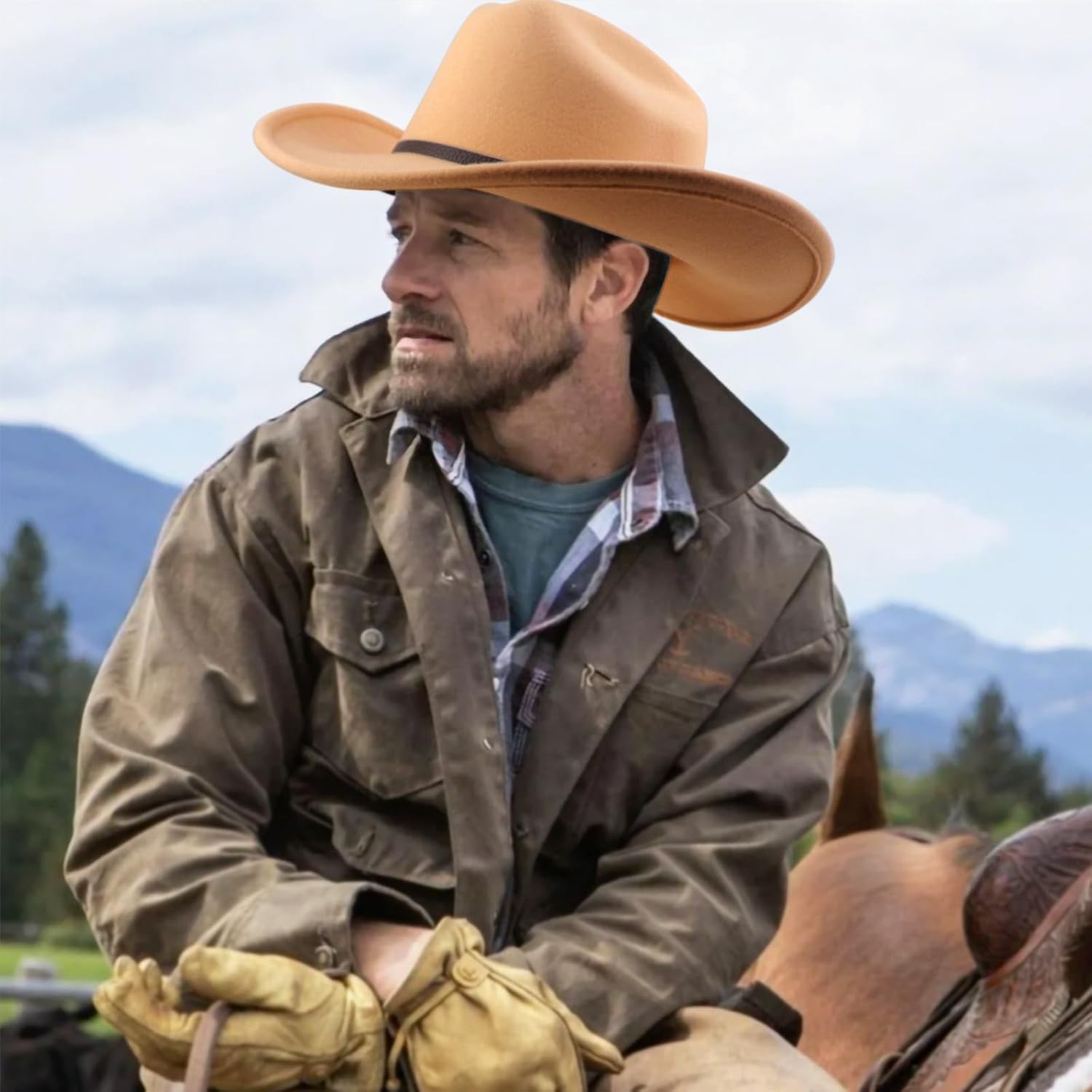 DRESHOW Cowboy Hat for Women and Men Classic Felt Western Hat for Cowboys Cowgirls Wide Brim Belt Buckle Retro Fedora Hats - Image 7